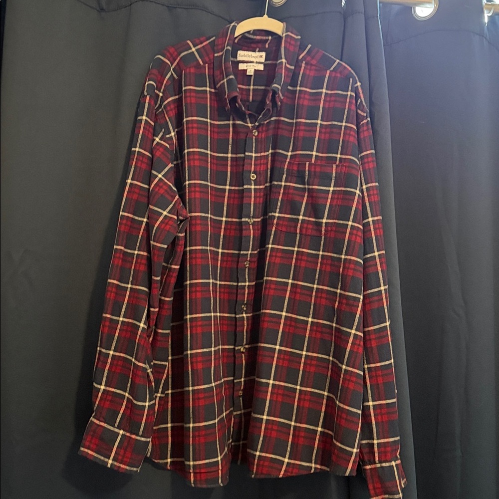 Classic Red Plaid Flannel Men's Button-Up Shirt